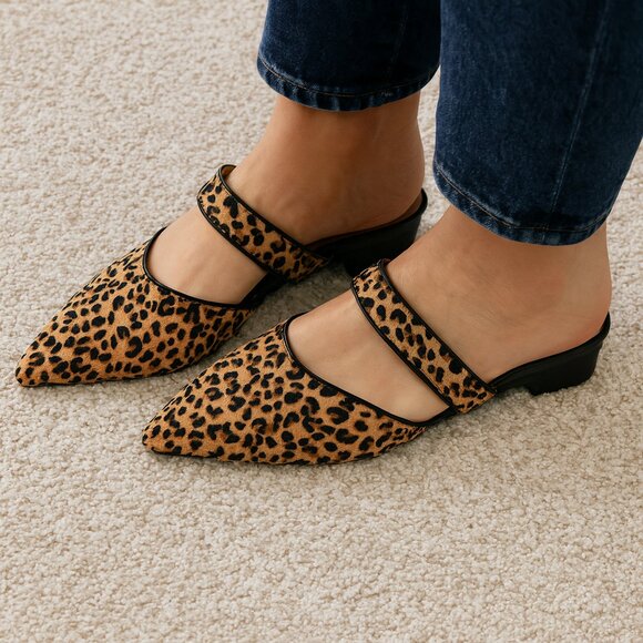 L'Amour Des Pieds Baruk Mule Leopard Leather SZ 9.5 $209 - Picture 1 of 9